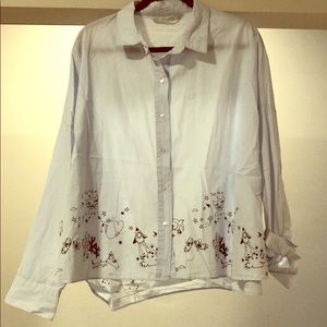 Zara Printed Blouse w/ Slv Btn Detail